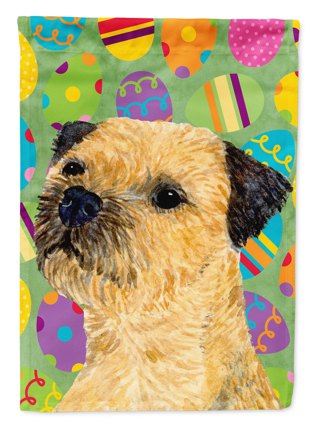 Border Terrier Easter Eggtravaganza House Flag 28x40 Porch Sleeve Pole Decorative Outside Yard Banner Artwork Wall Hanging, Polyester