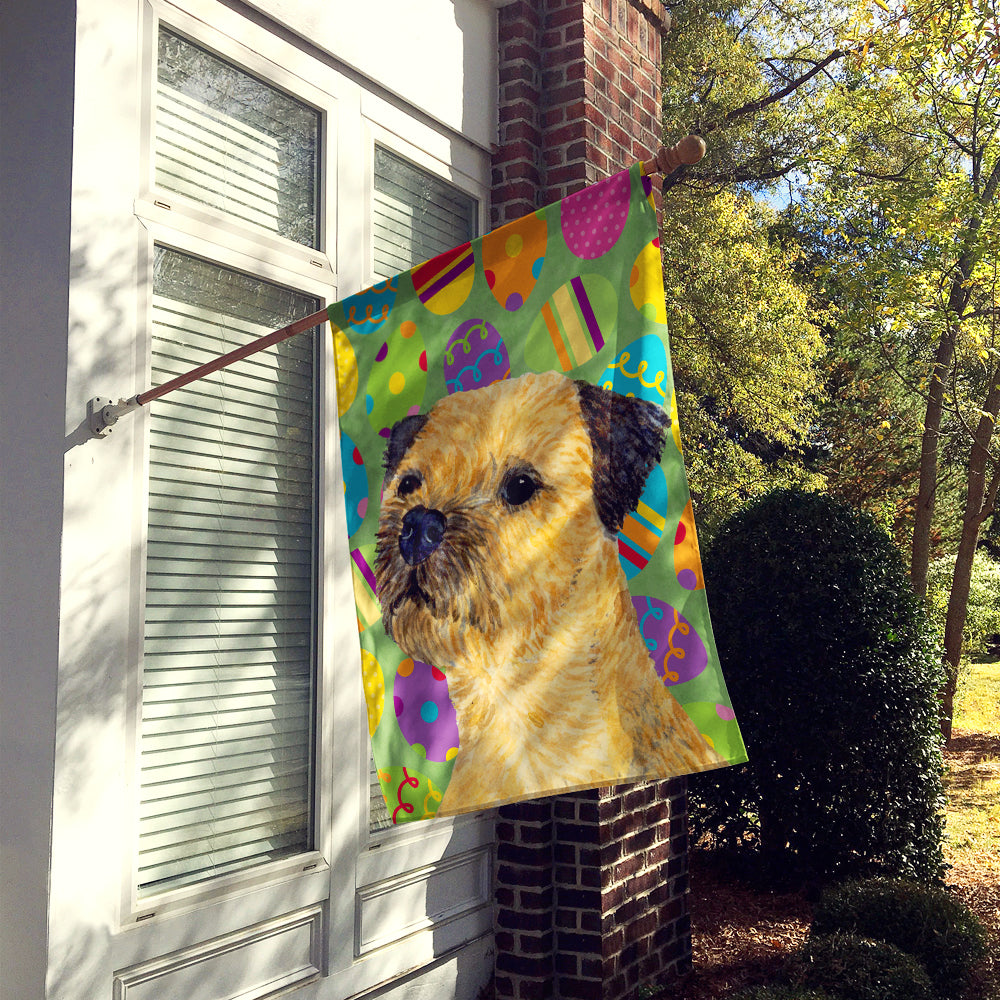 Border Terrier Easter Eggtravaganza House Flag 28x40 Porch Sleeve Pole Decorative Outside Yard Banner Artwork Wall Hanging, Polyester