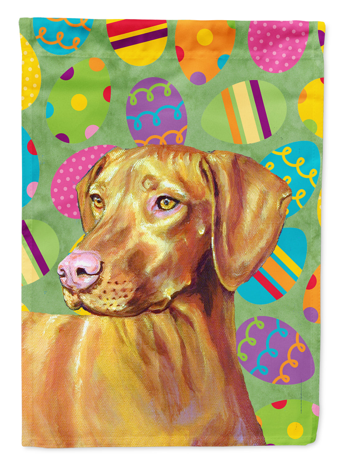 Vizsla Easter Eggtravaganza House Flag 28x40 Porch Sleeve Pole Decorative Outside Yard Banner Artwork Wall Hanging, Polyester