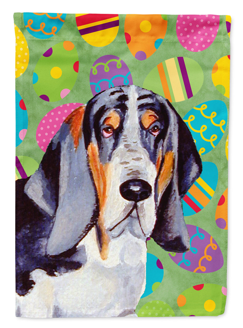 Basset Hound Easter Eggtravaganza House Flag 28x40 Porch Sleeve Pole Decorative Outside Yard Banner Artwork Wall Hanging, Polyester