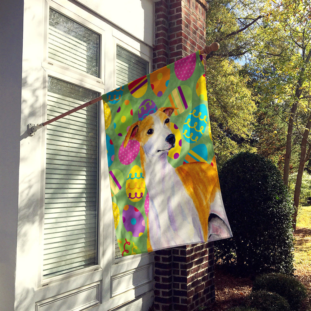 Whippet Easter Eggtravaganza House Flag 28x40 Porch Sleeve Pole Decorative Outside Yard Banner Artwork Wall Hanging, Polyester