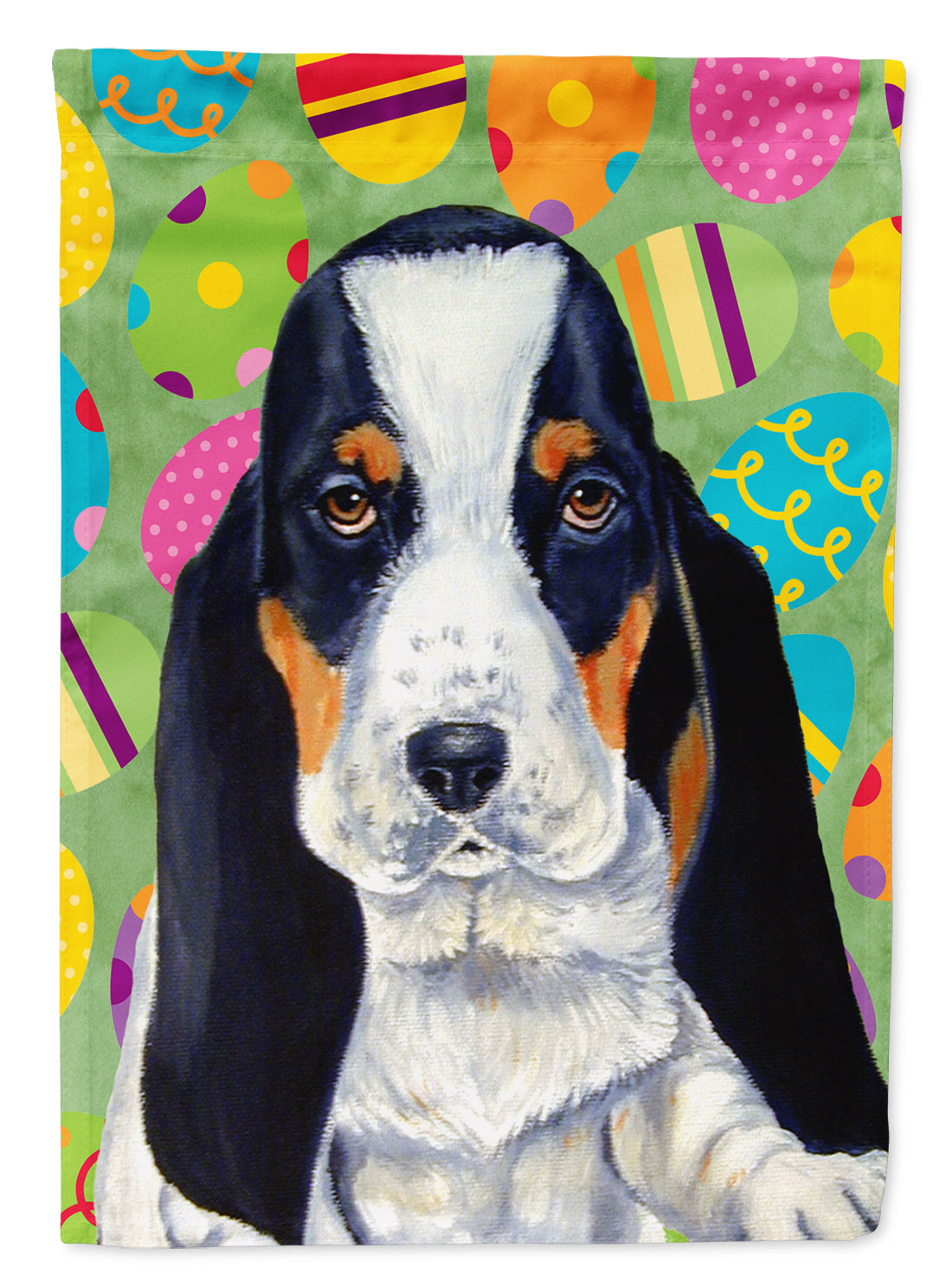 Basset Hound Easter Eggtravaganza House Flag 28x40 Porch Sleeve Pole Decorative Outside Yard Banner Artwork Wall Hanging, Polyester