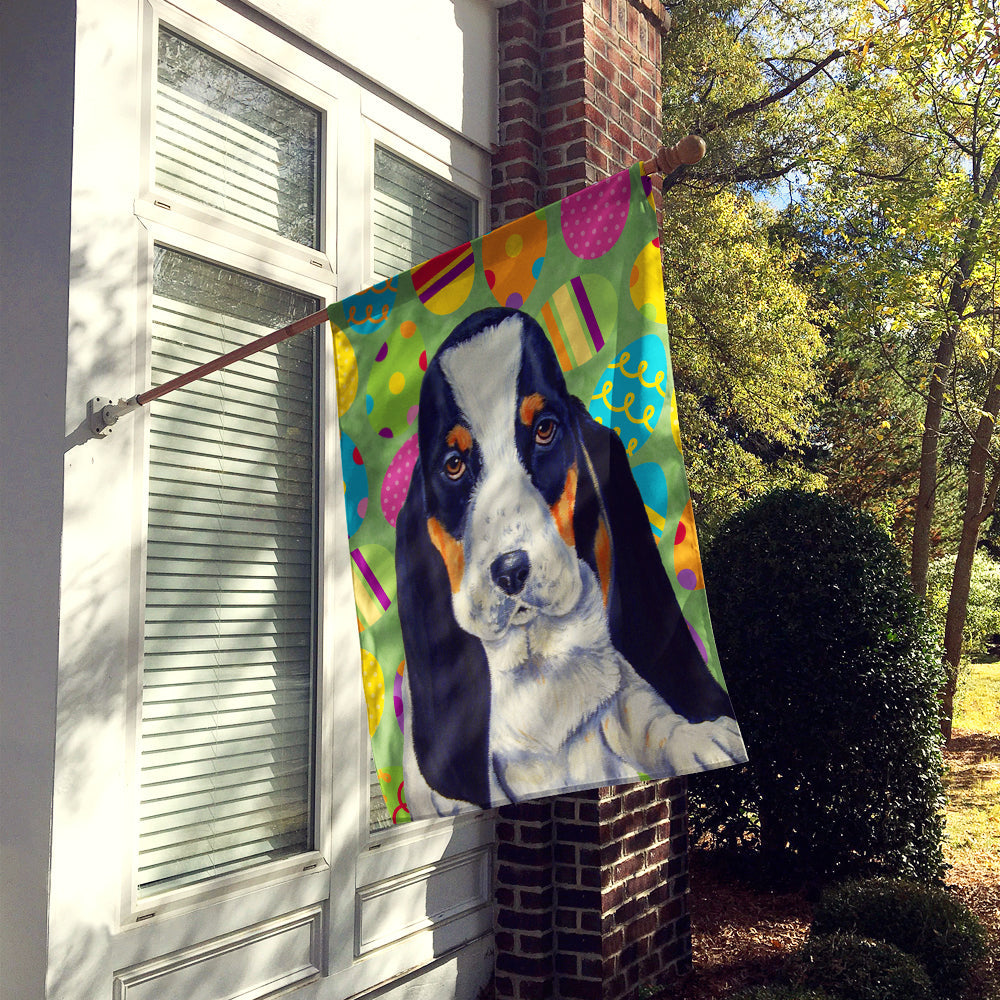 Basset Hound Easter Eggtravaganza House Flag 28x40 Porch Sleeve Pole Decorative Outside Yard Banner Artwork Wall Hanging, Polyester