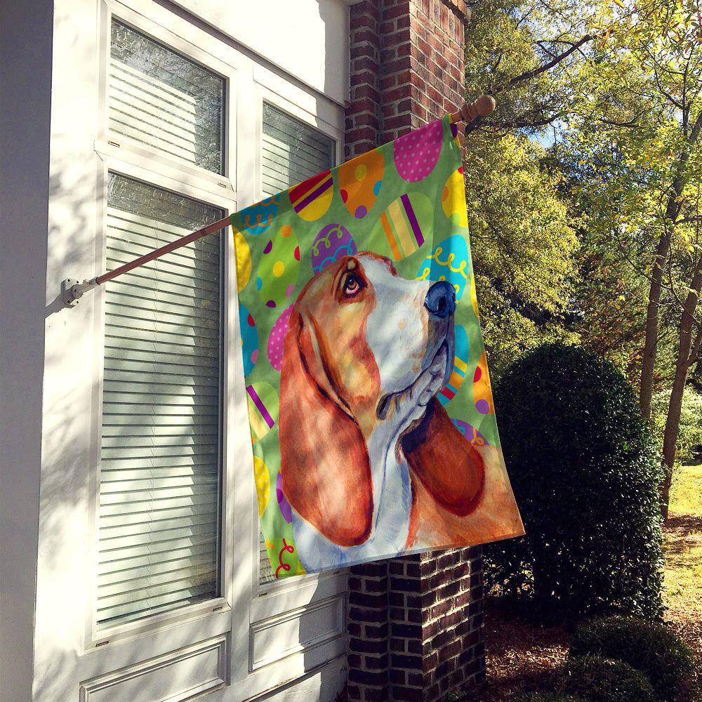 Basset Hound Easter Eggtravaganza House Flag 28x40 Porch Sleeve Pole Decorative Outside Yard Banner Artwork Wall Hanging, Polyester