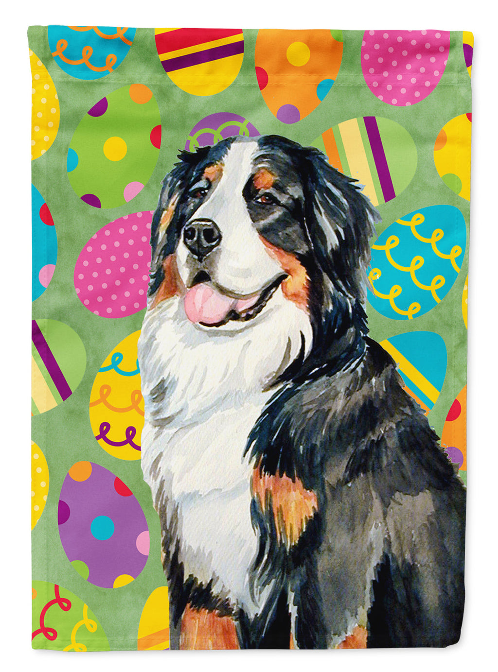 Bernese Mountain Dog Easter Eggtravaganza House Flag 28x40 Porch Sleeve Pole Decorative Outside Yard Banner Artwork Wall Hanging, Polyester