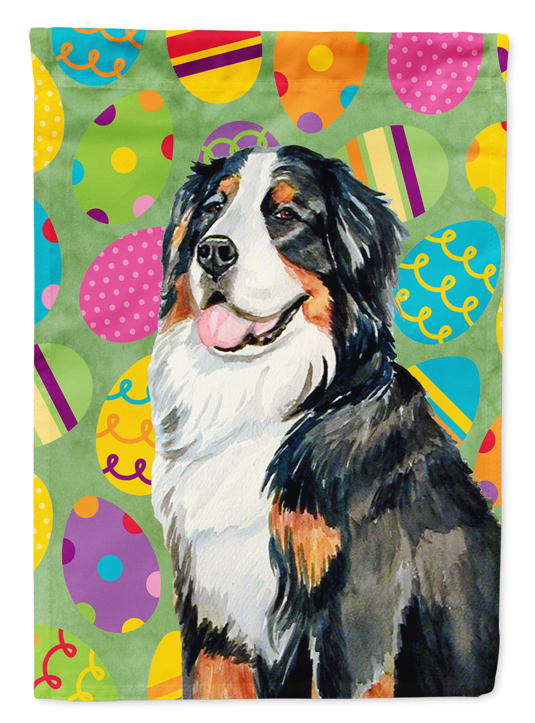 Bernese Mountain Dog Easter Eggtravaganza House Flag 28x40 Porch Sleeve Pole Decorative Outside Yard Banner Artwork Wall Hanging, Polyester