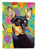 Min Pin Easter Eggtravaganza House Flag 28x40 Porch Sleeve Pole Decorative Outside Yard Banner Artwork Wall Hanging, Polyester