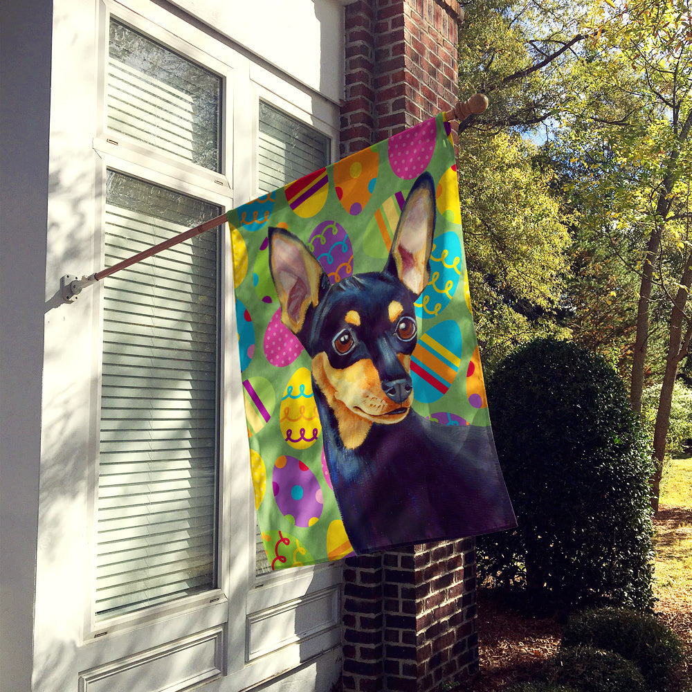 Min Pin Easter Eggtravaganza House Flag 28x40 Porch Sleeve Pole Decorative Outside Yard Banner Artwork Wall Hanging, Polyester