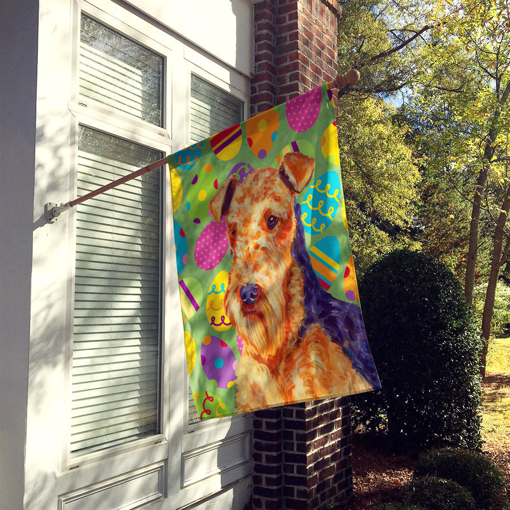 Airedale Easter Eggtravaganza House Flag 28x40 Porch Sleeve Pole Decorative Outside Yard Banner Artwork Wall Hanging, Polyester