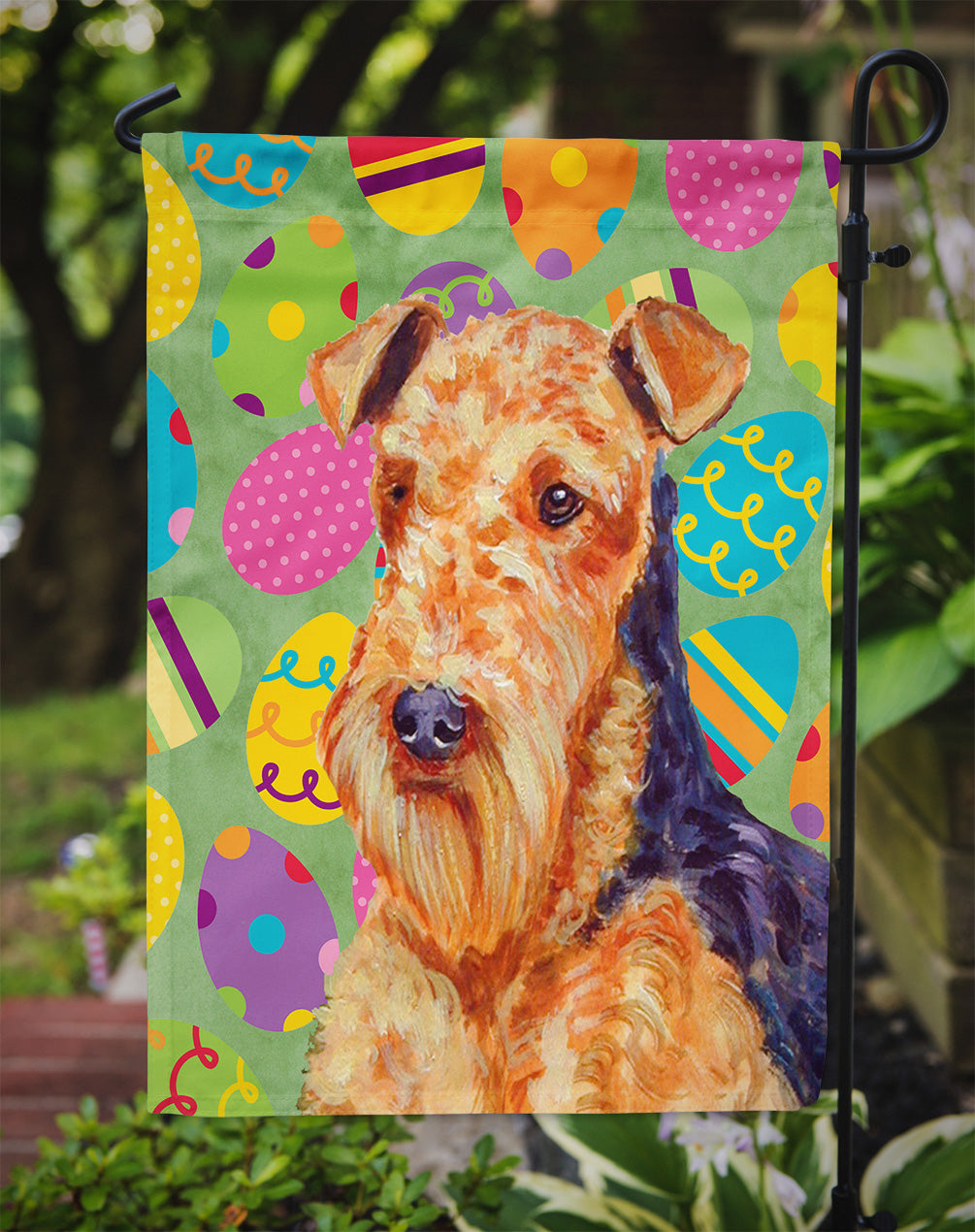 Airedale Easter Eggtravaganza Garden Flag Mailbox Decorative Yard Banner Outside Patio Artwork for Flower Beds, Garden Size, Multicolor