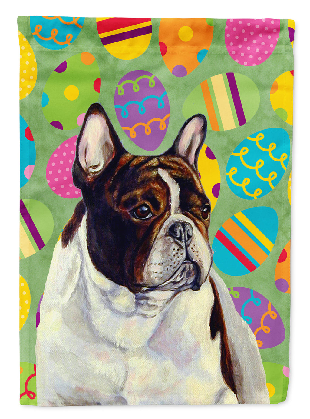 French Bulldog Easter Eggtravaganza House Flag 28x40 Porch Sleeve Pole Decorative Outside Yard Banner Artwork Wall Hanging, Polyester