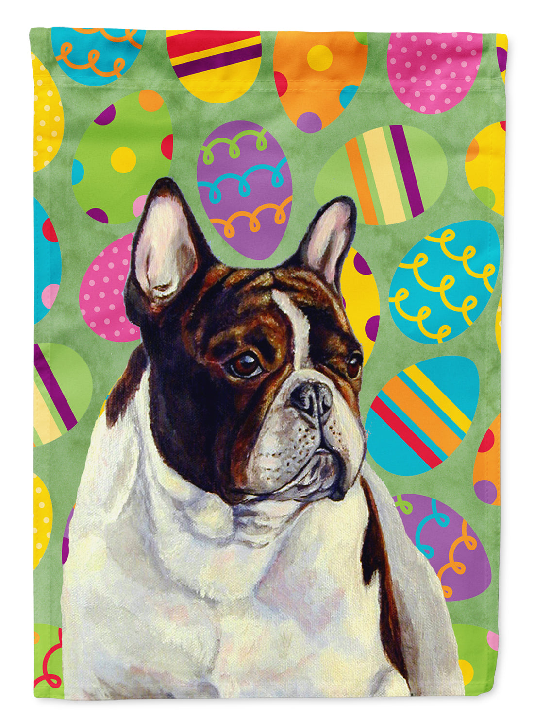 French Bulldog Easter Eggtravaganza House Flag 28x40 Porch Sleeve Pole Decorative Outside Yard Banner Artwork Wall Hanging, Polyester
