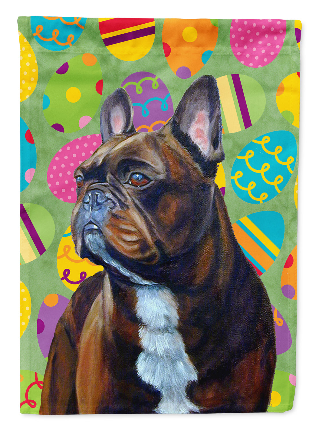 French Bulldog Easter Eggtravaganza House Flag 28x40 Porch Sleeve Pole Decorative Outside Yard Banner Artwork Wall Hanging, Polyester