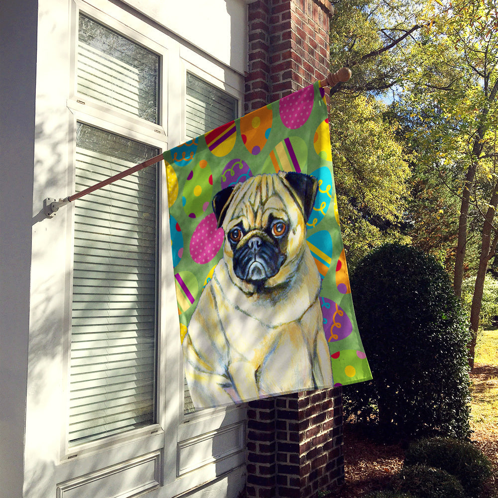 Pug Easter Eggtravaganza House Flag 28x40 Porch Sleeve Pole Decorative Outside Yard Banner Artwork Wall Hanging, Polyester