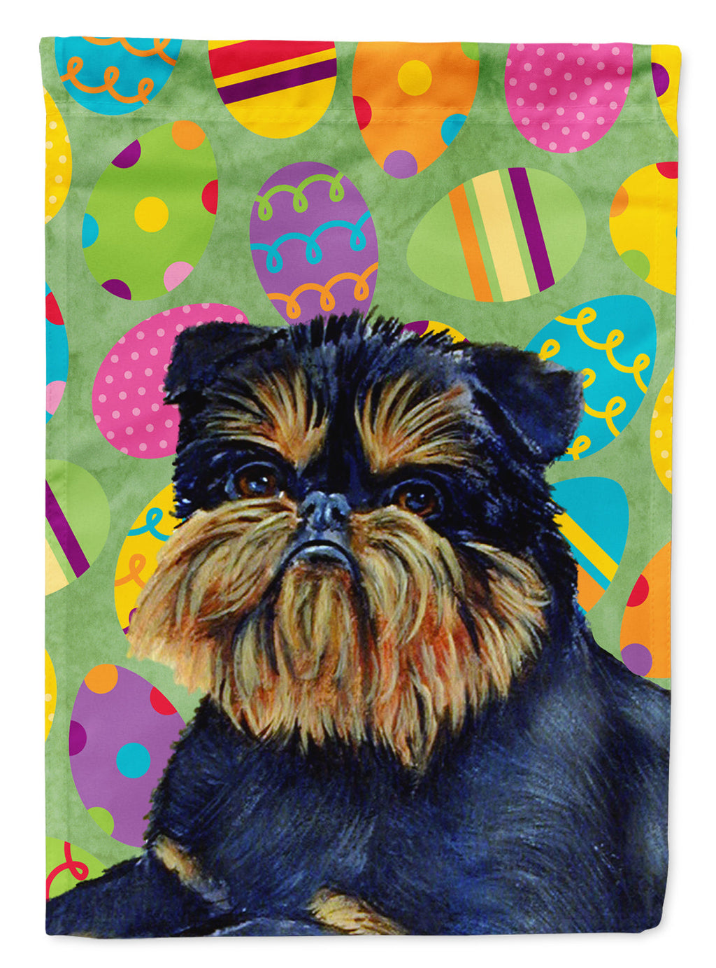 Brussels Griffon Easter Eggtravaganza House Flag 28x40 Porch Sleeve Pole Decorative Outside Yard Banner Artwork Wall Hanging, Polyester