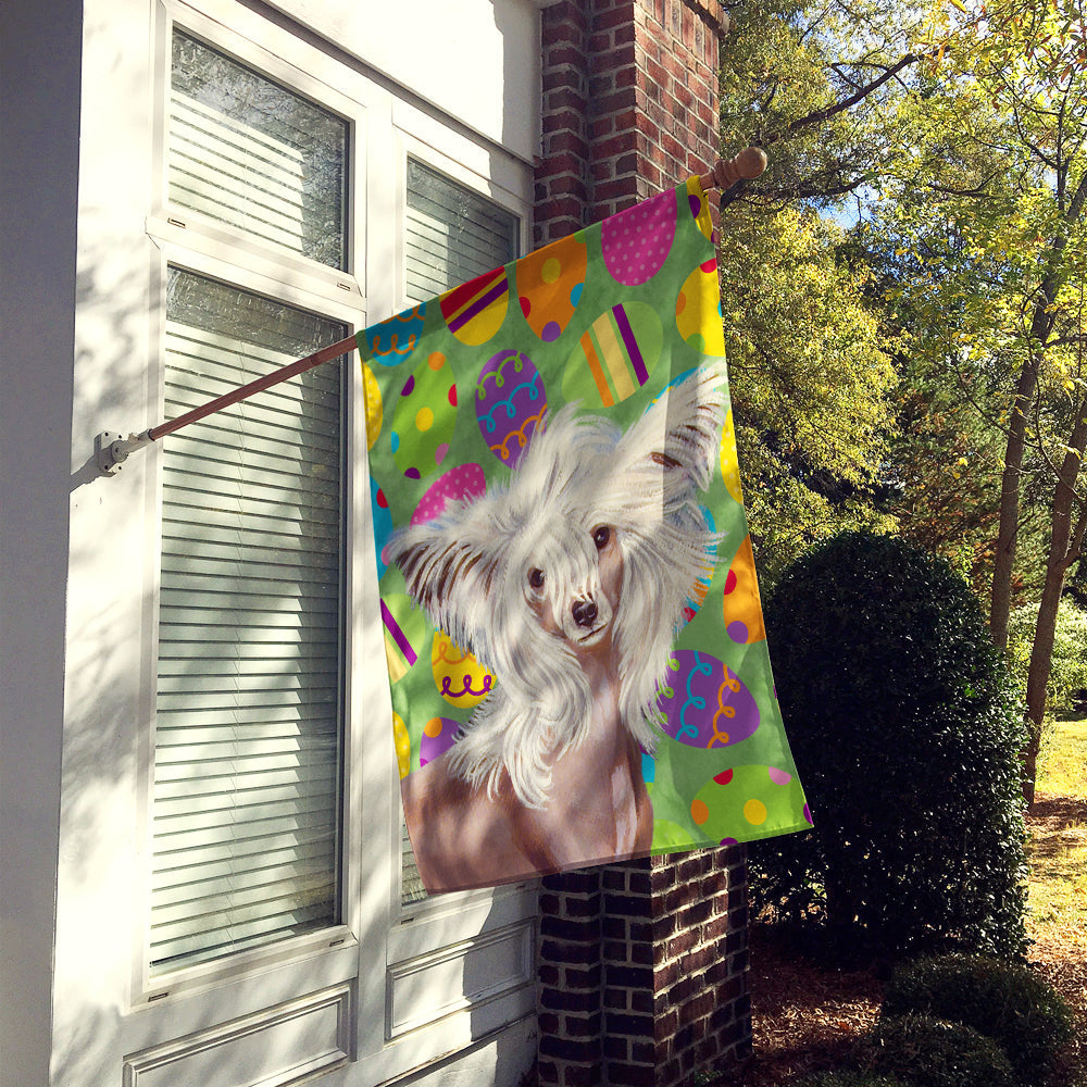 Chinese Crested Easter Eggtravaganza House Flag 28x40 Porch Sleeve Pole Decorative Outside Yard Banner Artwork Wall Hanging, Polyester