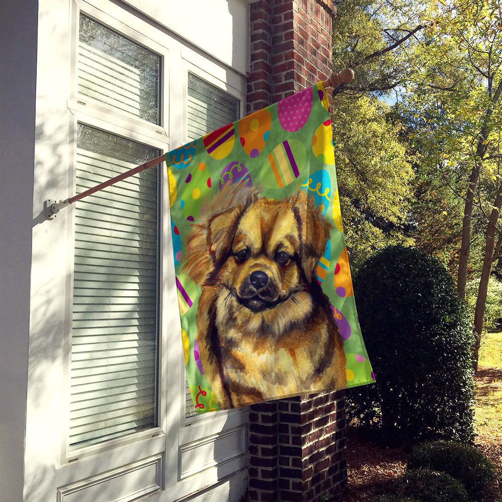 Tibetan Spaniel Easter Eggtravaganza House Flag 28x40 Porch Sleeve Pole Decorative Outside Yard Banner Artwork Wall Hanging, Polyester