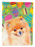 Pomeranian Easter Eggtravaganza House Flag 28x40 Porch Sleeve Pole Decorative Outside Yard Banner Artwork Wall Hanging, Polyester