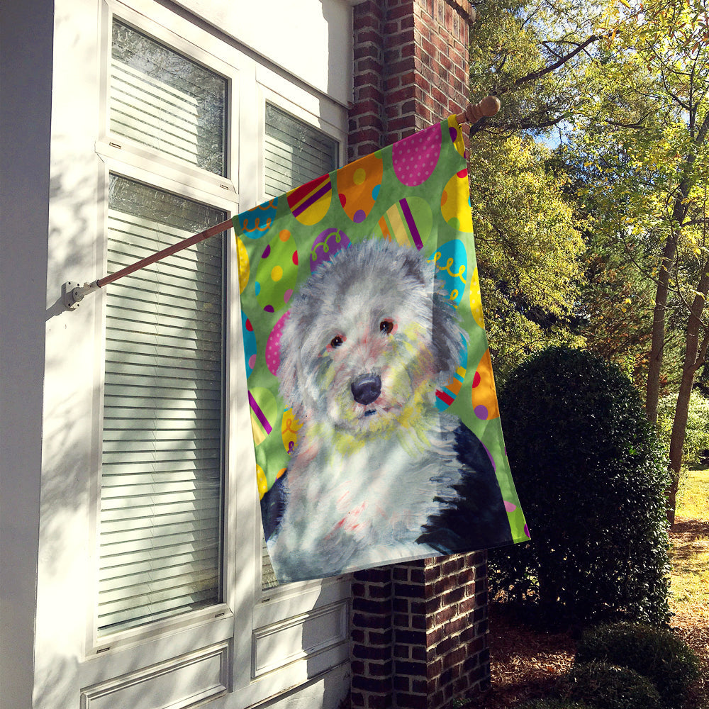 Old English Sheepdog Easter Eggtravaganza House Flag 28x40 Porch Sleeve Pole Decorative Outside Yard Banner Artwork Wall Hanging, Polyester