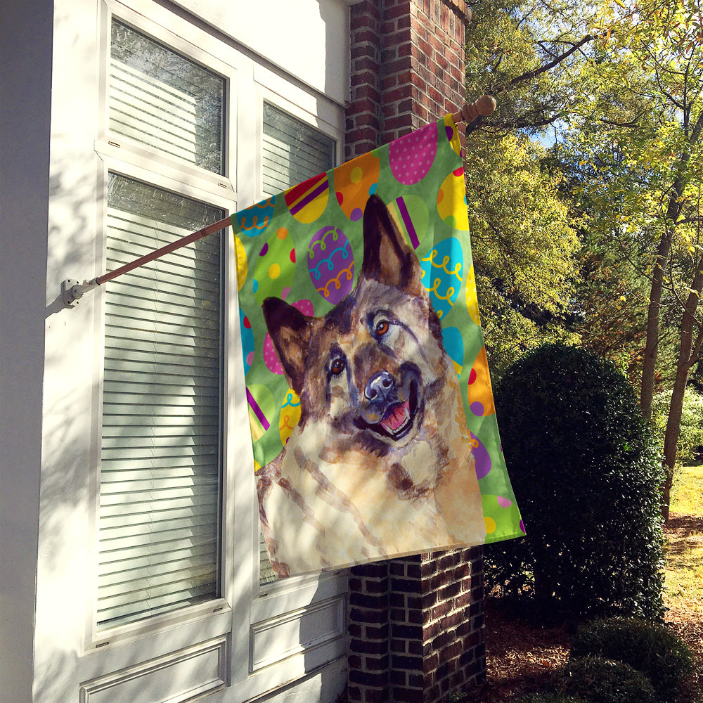 Norwegian Elkhound Easter Eggtravaganza House Flag 28x40 Porch Sleeve Pole Decorative Outside Yard Banner Artwork Wall Hanging, Polyester