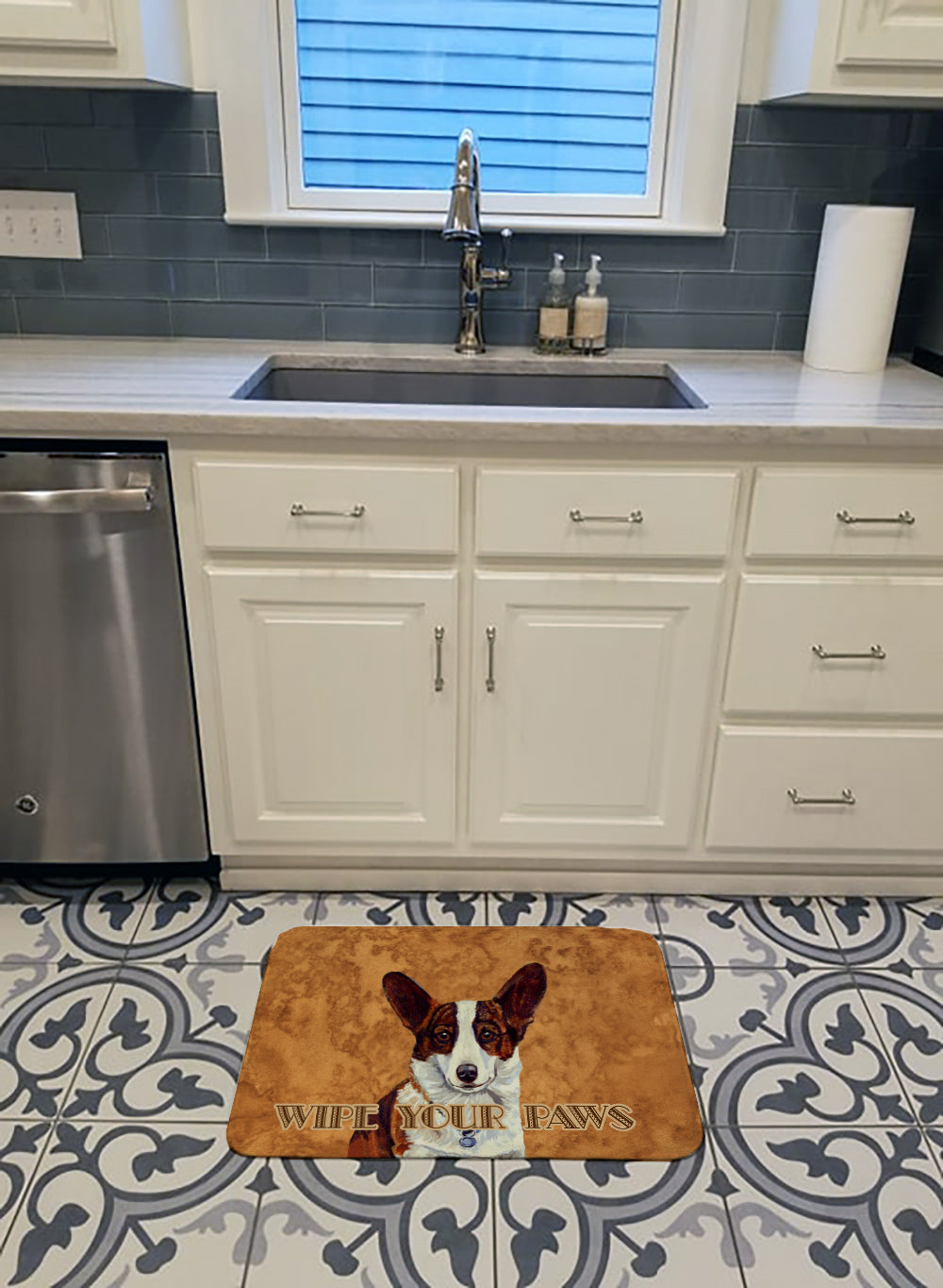 Cardigan Corgi Wipe your Paws Memory Foam Kitchen Mat Machine Washable Anti-Fatigue Cushion Comfort Bath or Kitchen Rug