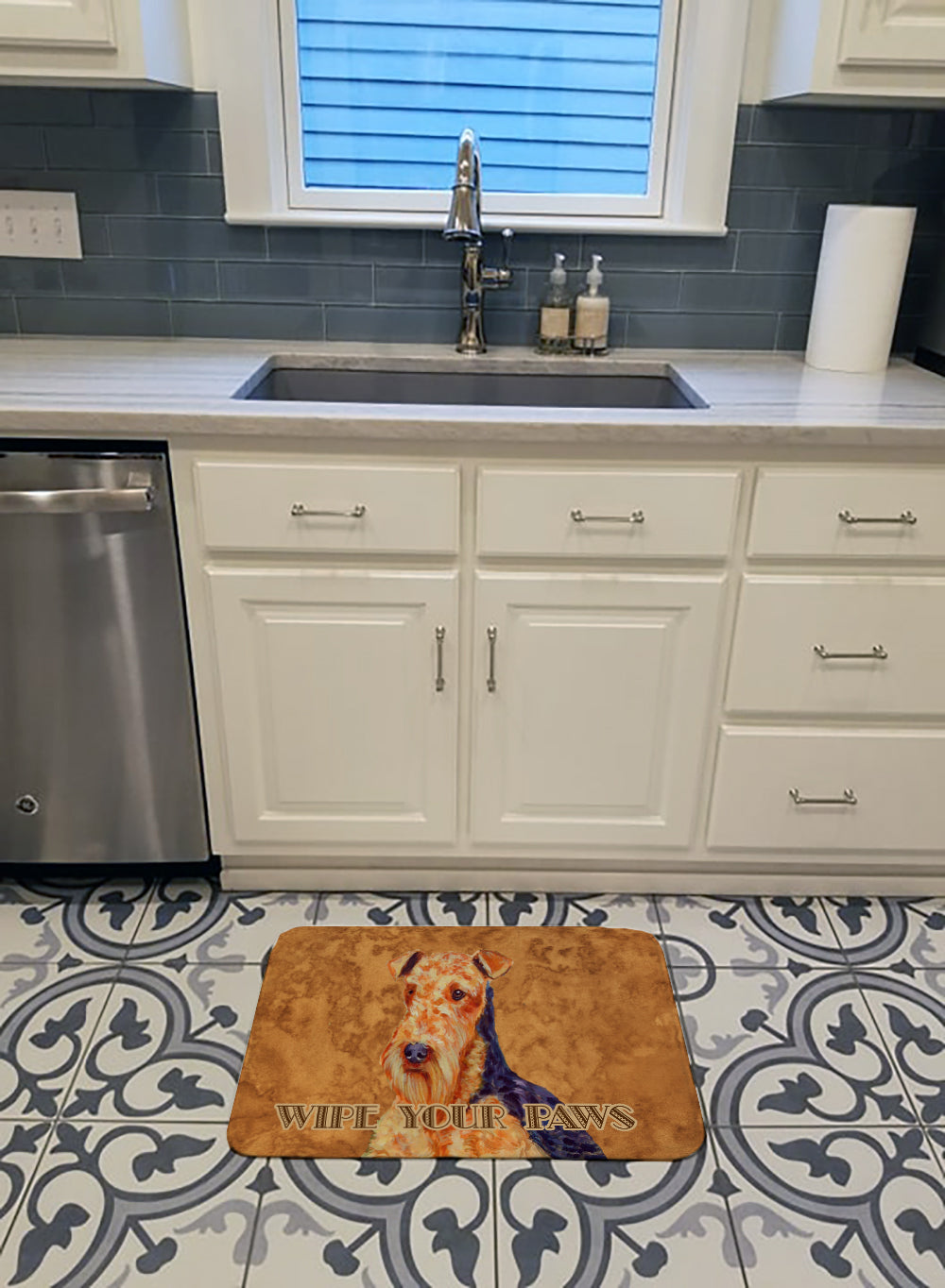 Airedale Wipe your Paws Memory Foam Kitchen Mat Machine Washable Anti-Fatigue Cushion Comfort Bath or Kitchen Rug