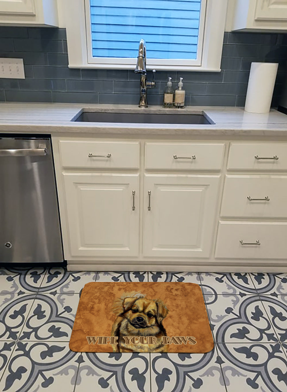 Tibetan Spaniel Wipe your Paws Memory Foam Kitchen Mat Machine Washable Anti-Fatigue Cushion Comfort Bath or Kitchen Rug