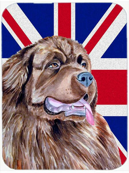 Newfoundland with English Union Jack British Flag Cutting Board Tempered Glass Kitchen Cutting Surface, Heat Resistant Chopping, Non-Slip Feet, Food Prep & Serving
