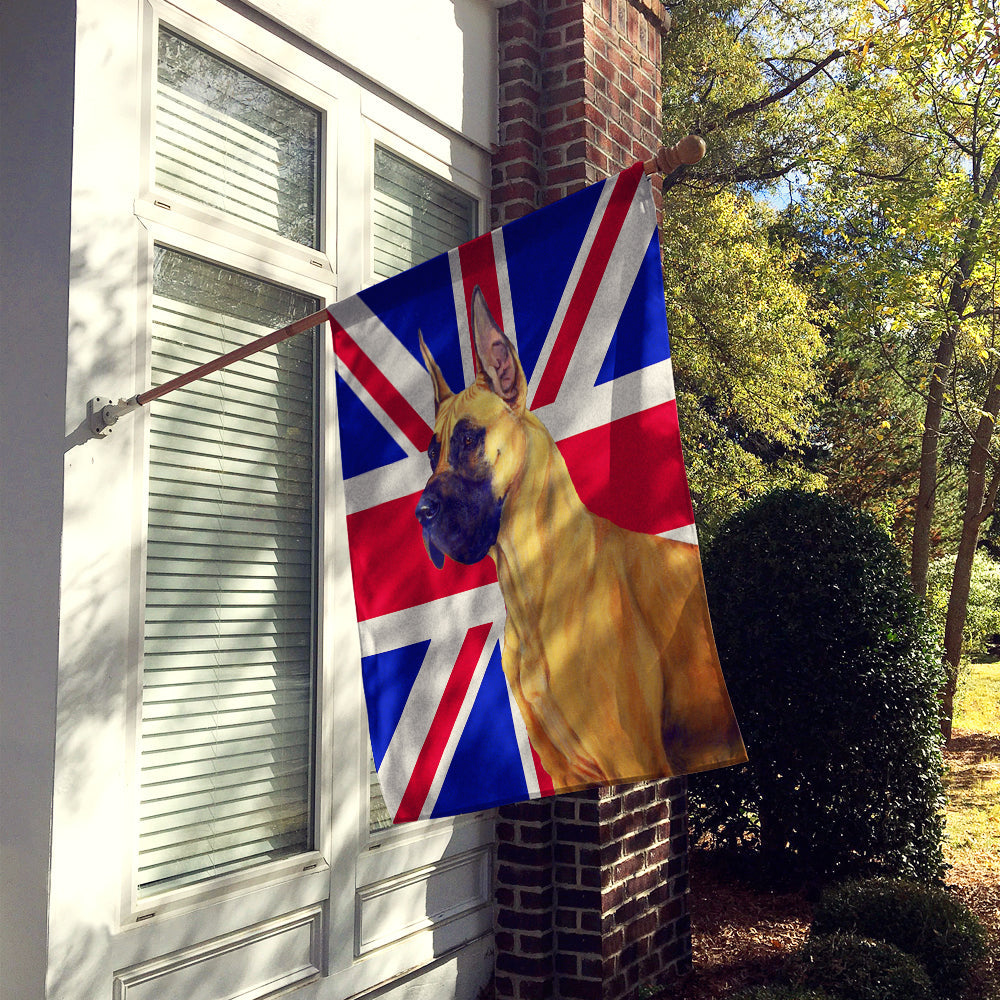 Great Dane with English Union Jack British Flag House Flag 28x40 Porch Sleeve Pole Decorative Outside Yard Banner Artwork Wall Hanging, Polyester