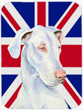 Great Dane with English Union Jack British Flag Cutting Board Tempered Glass Kitchen Cutting Surface, Heat Resistant Chopping, Non-Slip Feet, Food Prep & Serving