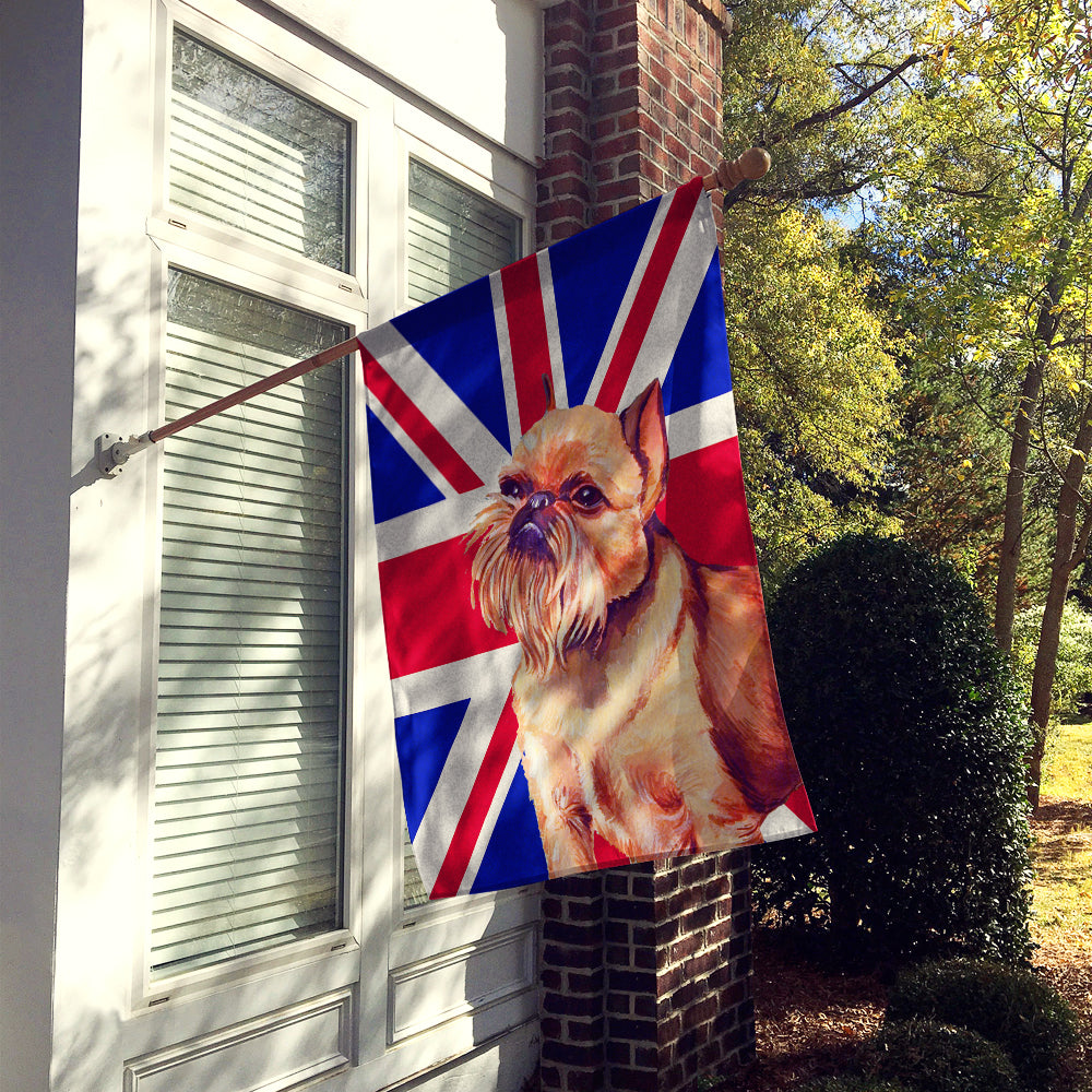 Brussels Griffon with English Union Jack British Flag House Flag 28x40 Porch Sleeve Pole Decorative Outside Yard Banner Artwork Wall Hanging, Polyester