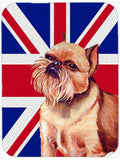 Brussels Griffon with English Union Jack British Flag Cutting Board Tempered Glass Kitchen Cutting Surface, Heat Resistant Chopping, Non-Slip Feet, Food Prep & Serving