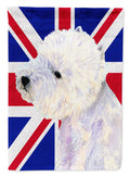 Westie with English Union Jack British Flag House Flag 28x40 Porch Sleeve Pole Decorative Outside Yard Banner Artwork Wall Hanging, Polyester