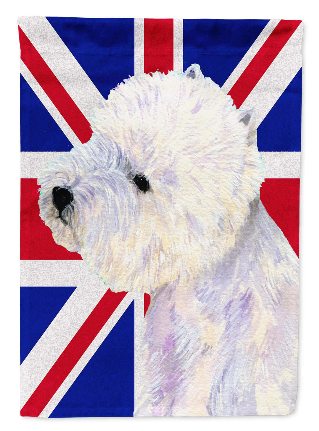 Westie with English Union Jack British Flag House Flag 28x40 Porch Sleeve Pole Decorative Outside Yard Banner Artwork Wall Hanging, Polyester