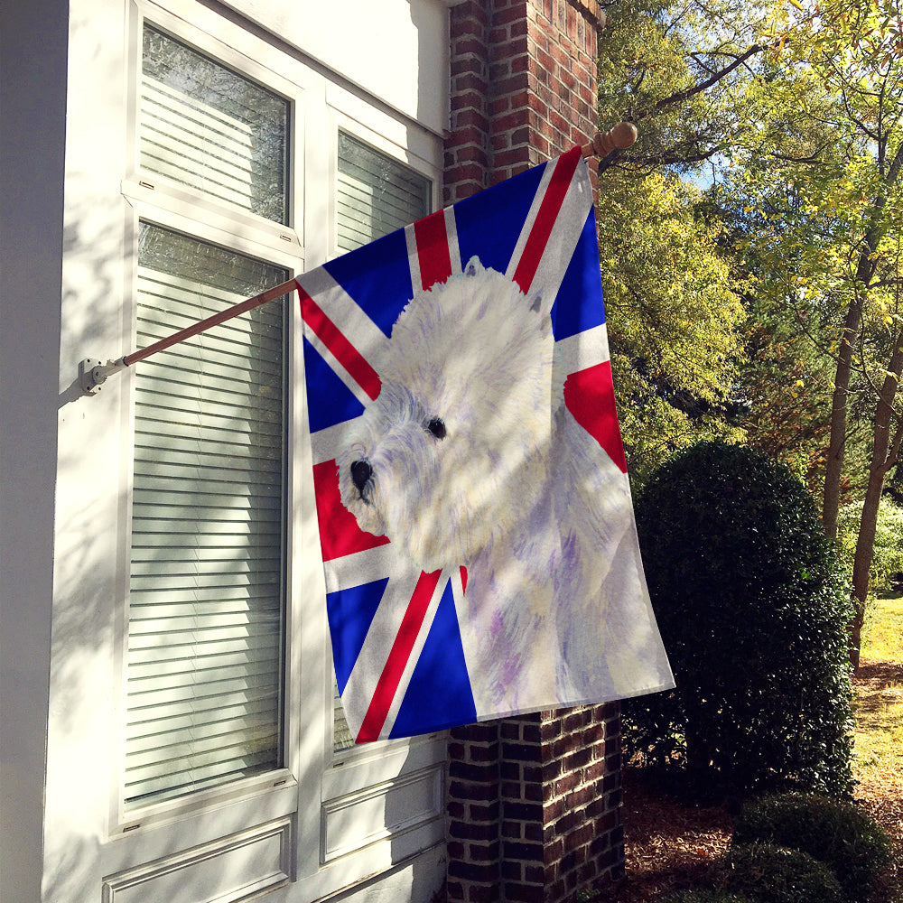 Westie with English Union Jack British Flag House Flag 28x40 Porch Sleeve Pole Decorative Outside Yard Banner Artwork Wall Hanging, Polyester