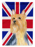 Silky Terrier with English Union Jack British Flag House Flag 28x40 Porch Sleeve Pole Decorative Outside Yard Banner Artwork Wall Hanging, Polyester