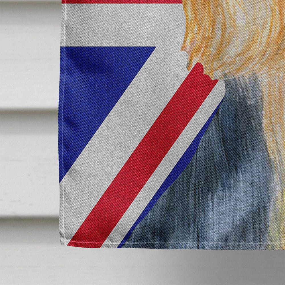 Silky Terrier with English Union Jack British Flag House Flag 28x40 Porch Sleeve Pole Decorative Outside Yard Banner Artwork Wall Hanging, Polyester