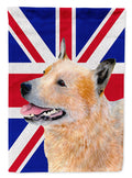 Australian Cattle Dog with English Union Jack British Flag House Flag 28x40 Porch Sleeve Pole Decorative Outside Yard Banner Artwork Wall Hanging, Polyester