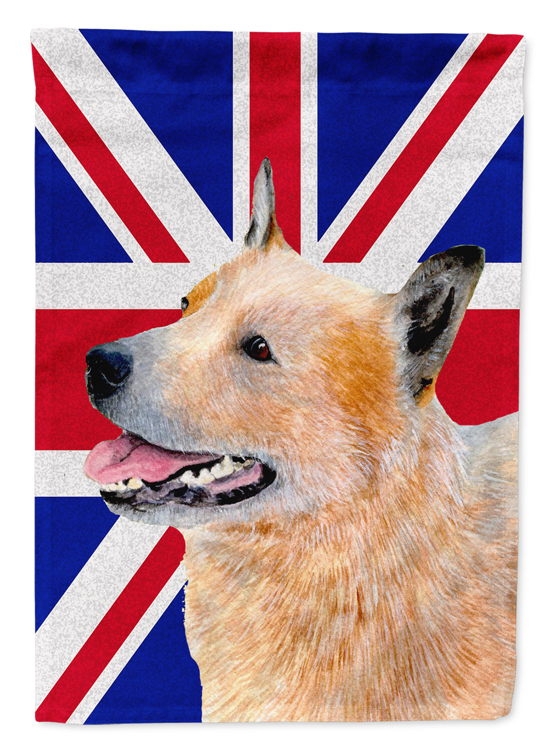 Australian Cattle Dog with English Union Jack British Flag House Flag 28x40 Porch Sleeve Pole Decorative Outside Yard Banner Artwork Wall Hanging, Polyester
