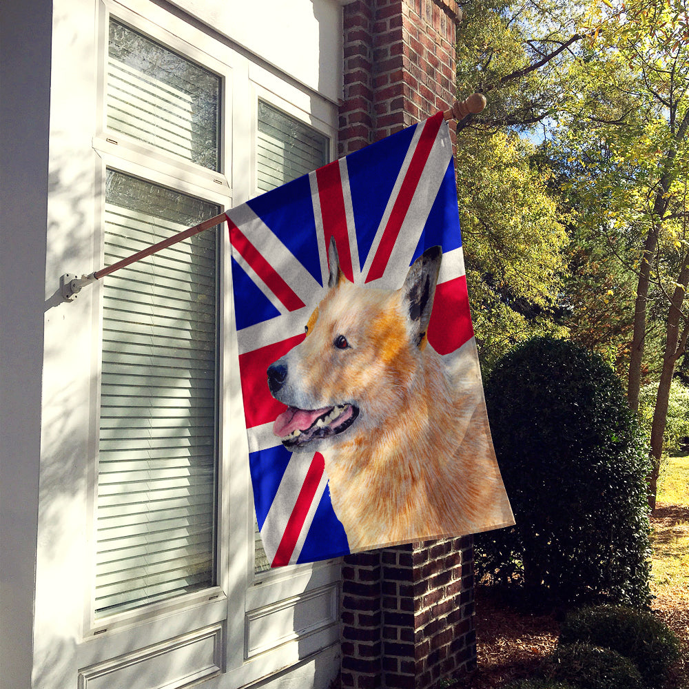 Australian Cattle Dog with English Union Jack British Flag House Flag 28x40 Porch Sleeve Pole Decorative Outside Yard Banner Artwork Wall Hanging, Polyester