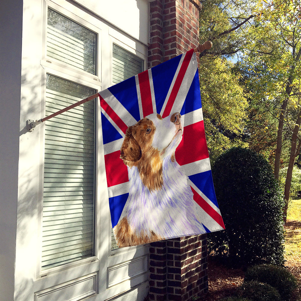 Australian Shepherd with English Union Jack British Flag House Flag 28x40 Porch Sleeve Pole Decorative Outside Yard Banner Artwork Wall Hanging, Polyester