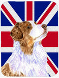 Australian Shepherd with English Union Jack British Flag Cutting Board Tempered Glass Kitchen Cutting Surface, Heat Resistant Chopping, Non-Slip Feet, Food Prep & Serving