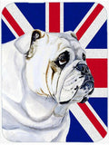 English Bulldog with English Union Jack British Flag Cutting Board Tempered Glass Kitchen Cutting Surface, Heat Resistant Chopping, Non-Slip Feet, Food Prep & Serving
