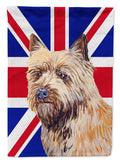 Cairn Terrier with English Union Jack British Flag House Flag 28x40 Porch Sleeve Pole Decorative Outside Yard Banner Artwork Wall Hanging, Polyester