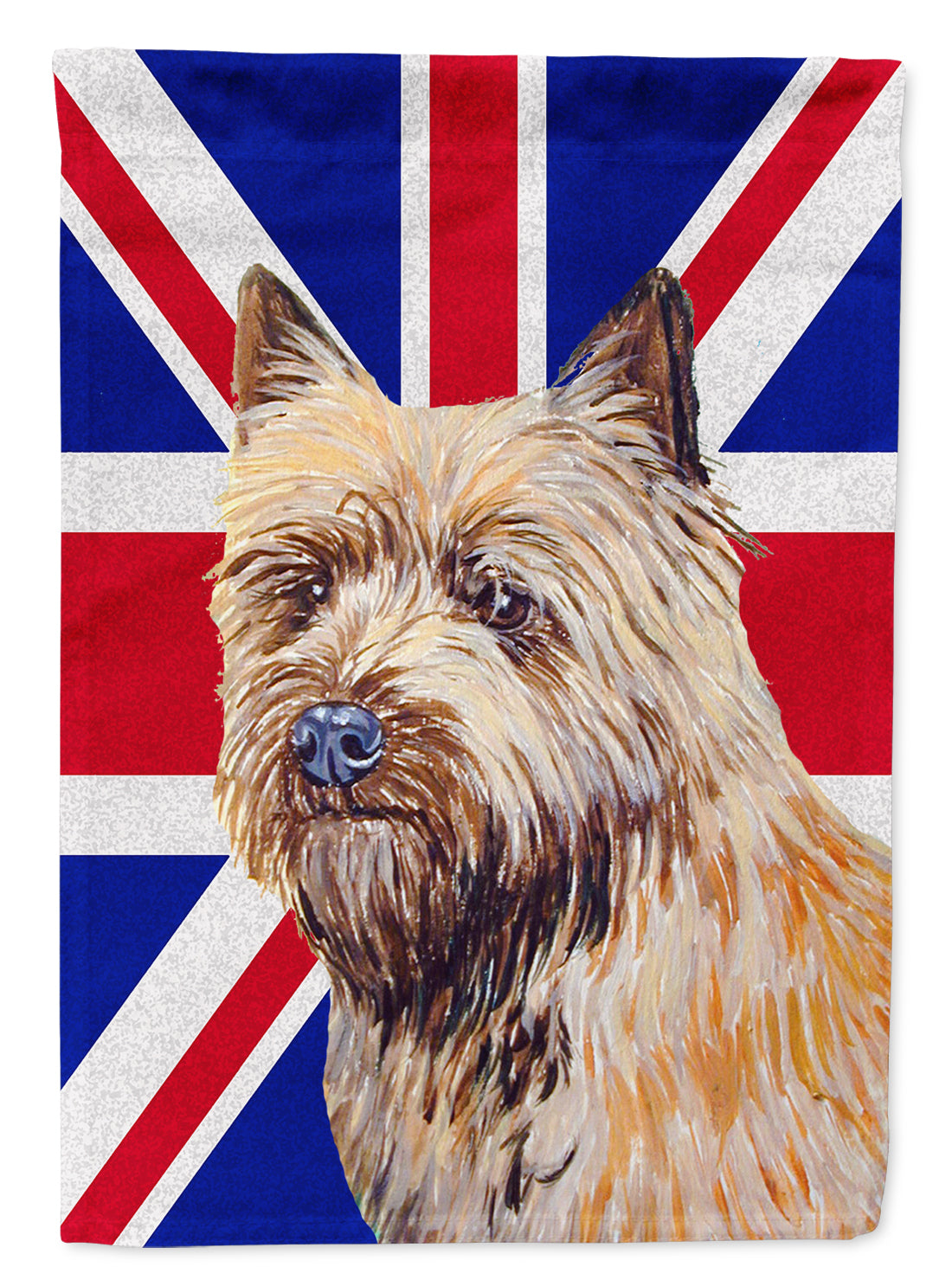 Cairn Terrier with English Union Jack British Flag House Flag 28x40 Porch Sleeve Pole Decorative Outside Yard Banner Artwork Wall Hanging, Polyester