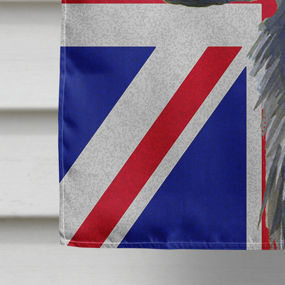 Flat Coated Retriever with English Union Jack British Flag House Flag 28x40 Porch Sleeve Pole Decorative Outside Yard Banner Artwork Wall Hanging, Polyester