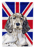 English Setter with English Union Jack British Flag House Flag 28x40 Porch Sleeve Pole Decorative Outside Yard Banner Artwork Wall Hanging, Polyester