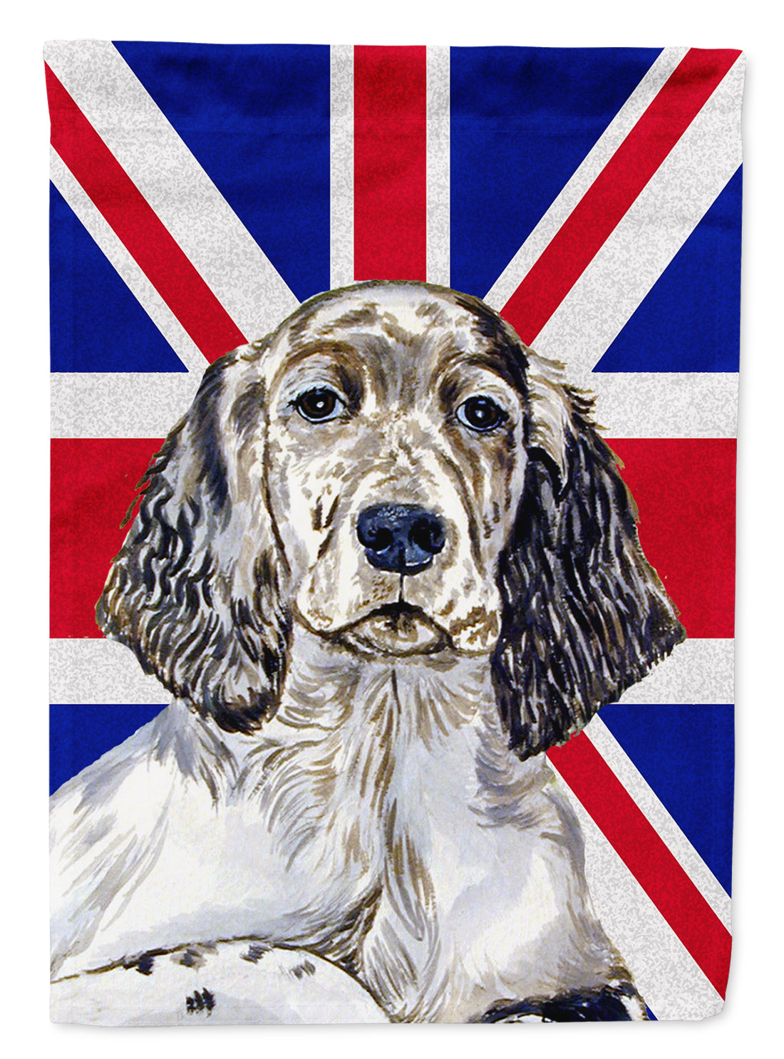 English Setter with English Union Jack British Flag House Flag 28x40 Porch Sleeve Pole Decorative Outside Yard Banner Artwork Wall Hanging, Polyester