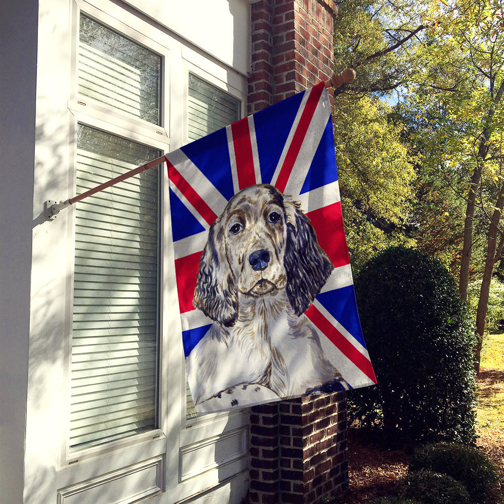 English Setter with English Union Jack British Flag House Flag 28x40 Porch Sleeve Pole Decorative Outside Yard Banner Artwork Wall Hanging, Polyester