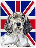 English Setter with English Union Jack British Flag Cutting Board Tempered Glass Kitchen Cutting Surface, Heat Resistant Chopping, Non-Slip Feet, Food Prep & Serving